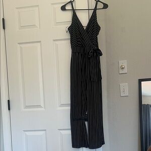 Kaileigh Black and White Striped Jumpsuit
